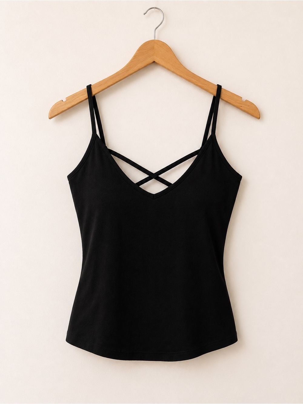 Black Crisscross Strappy Cami Top